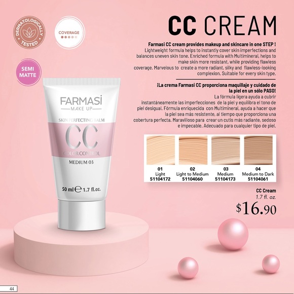 Farmasi Make Up CC Color Control Medium to Dark 04 - Picture 2 of 3